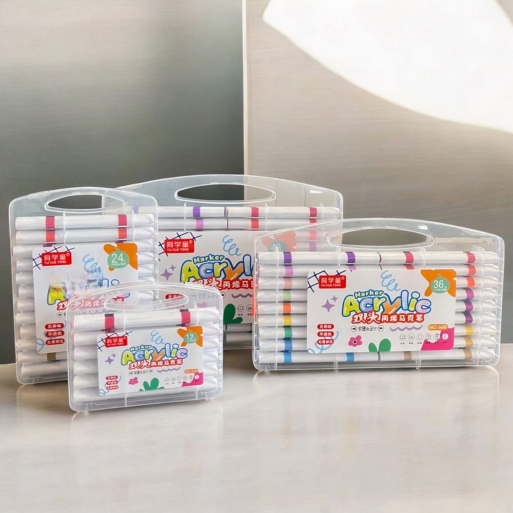 Carioci Acrilice 12/Set, Triunghiulare, cu Doua Capete, 15 cm Engros