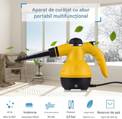 Aparat de Curățat cu Abur 28x12cm Portabil Multifuncțional, cu 9 Accesorii pentru Curatat Engros
