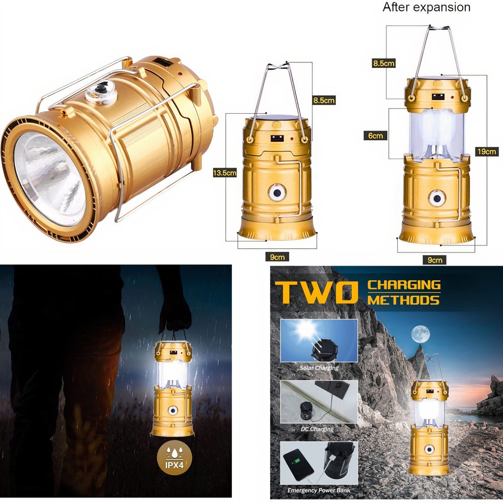 Lampa Solara LED 19x9cm Pliabila, Impermeabila USB Model Felinar sau Lanterna Engros