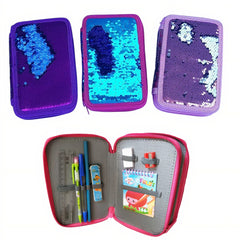 Penar pentru Scoala, 20x12cm cu 2 Fermoare, cu Paiete, Reversibil, Neechipat, Diferite Culori Engros