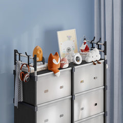 Dulap Organizator Modular 123x84x32cm, cu 8 Compartimente și Uși Rabatabile, Cadru Metalic