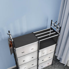 Dulap Organizator Modular 123x84x32cm, cu 8 Compartimente și Uși Rabatabile, Cadru Metalic