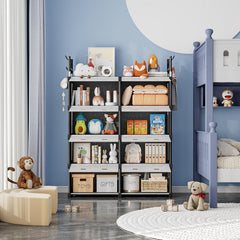 Dulap Organizator Modular 123x84x32cm, cu 8 Compartimente și Uși Rabatabile, Cadru Metalic