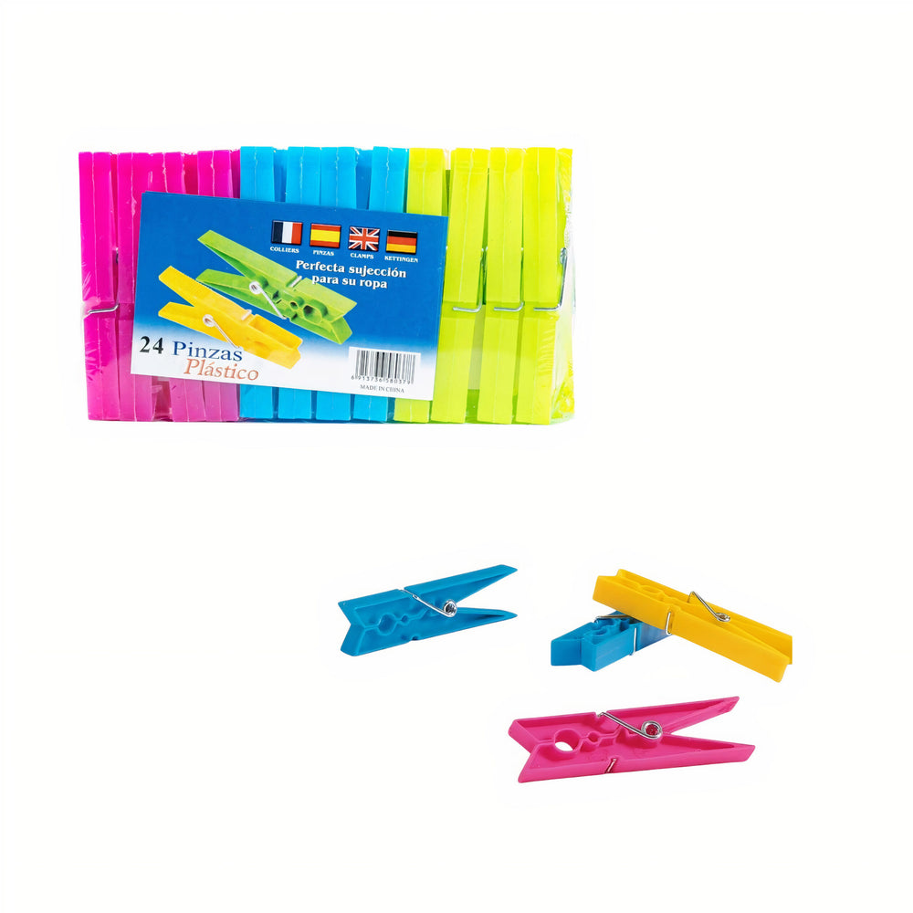 Carlige pentru Rufe 24/set din Plastic, 9cm Diferite Culori Engros