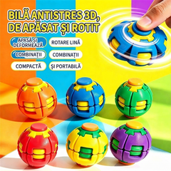 Minge Spinner Antistres 3D, 5.5cm, Fingertip Gyro cu Rotire Automată și Buton de Apăsare, Diferite Culori