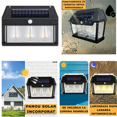 Lampa Solara Led cu Senzor de Miscare 24x17cm de Perete, cu 3 Becuri 888-3W Engros