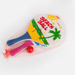 Palete de Tenis 2/set pentru Plaja, 38x24cm din Lemn cu Minge