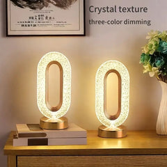 Lampă LED Decorativă 26x12x10cm, Ovală cu Suport si Touch Control, Model Cristal cu 3 Moduri de Lumina 