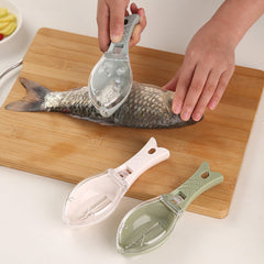 Curățător Solzi Pește 16cm cu Capac Colector, Mâner Antiderapant, din Plastic