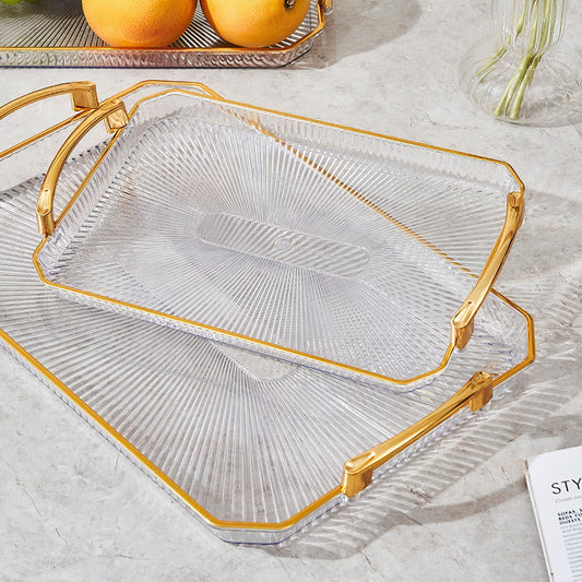 Tava din Plastic cu Maner din Plastic, Dreptunghiulara, Aurii, 3/set Diferite Dimensiuni Engros