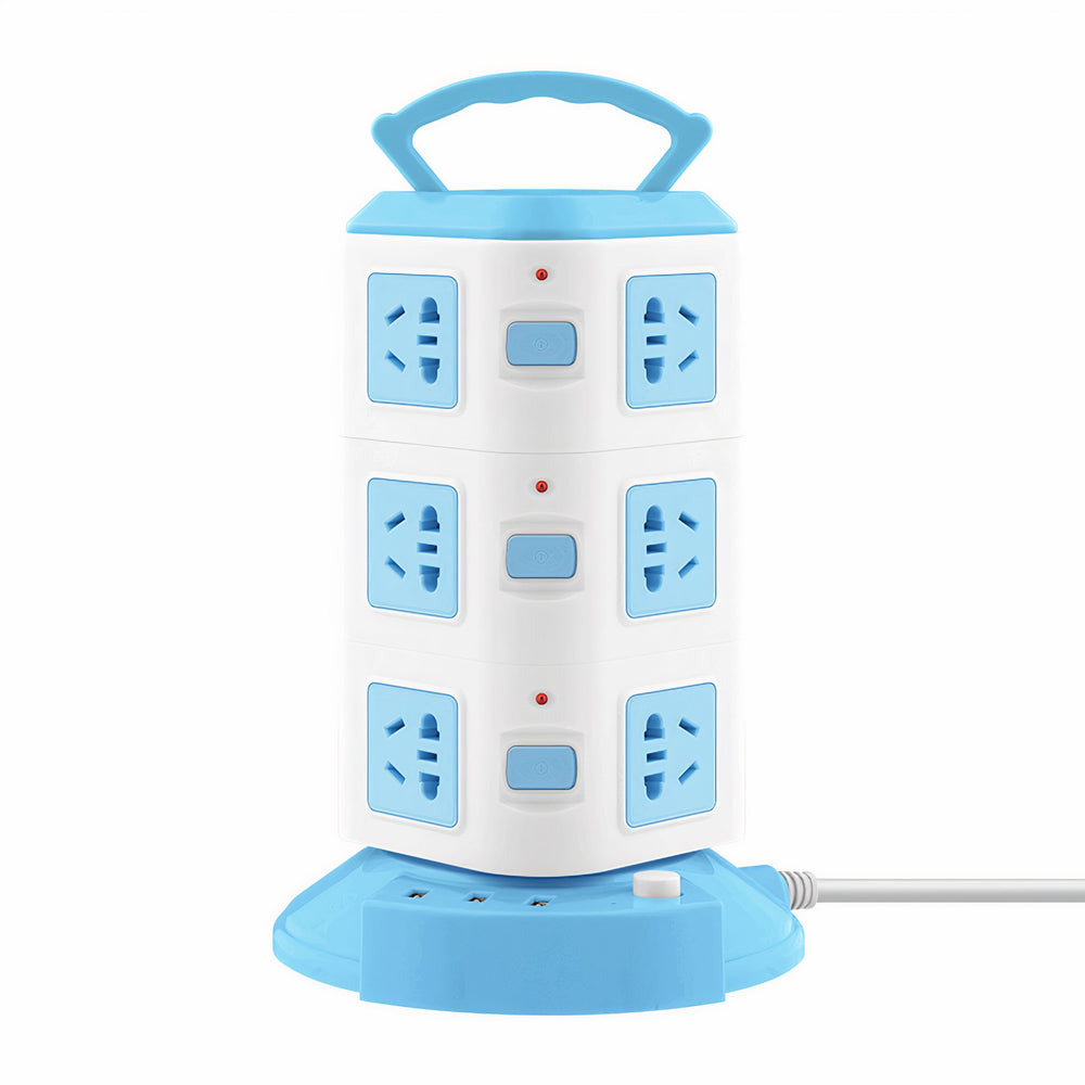 Priza Multifuncțională Portabilă 3 etaje cu Mâner, Tip Turn 240V 10A ,Engros