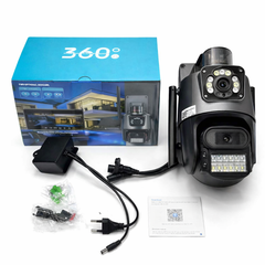 Cameră Supraveghere Wi-Fi Dual Lens 2 Camere Reale, 4G Ultra HD, Rotire 360°, Vedere Nocturnă Color, Alarmă LED, Audio Bidirecțional, Control prin Telefon, 2 Antene Externe 
