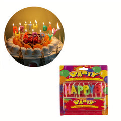 Lumânări 3cm HAPPY BIRTHDAY Colorate, pentru Torturi Aniversare Engros