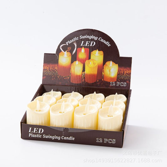 Lumânări LED Decorative 12/set, Decorative 6.5x5cm, din Plastic cu Efect Flacără Realistă
