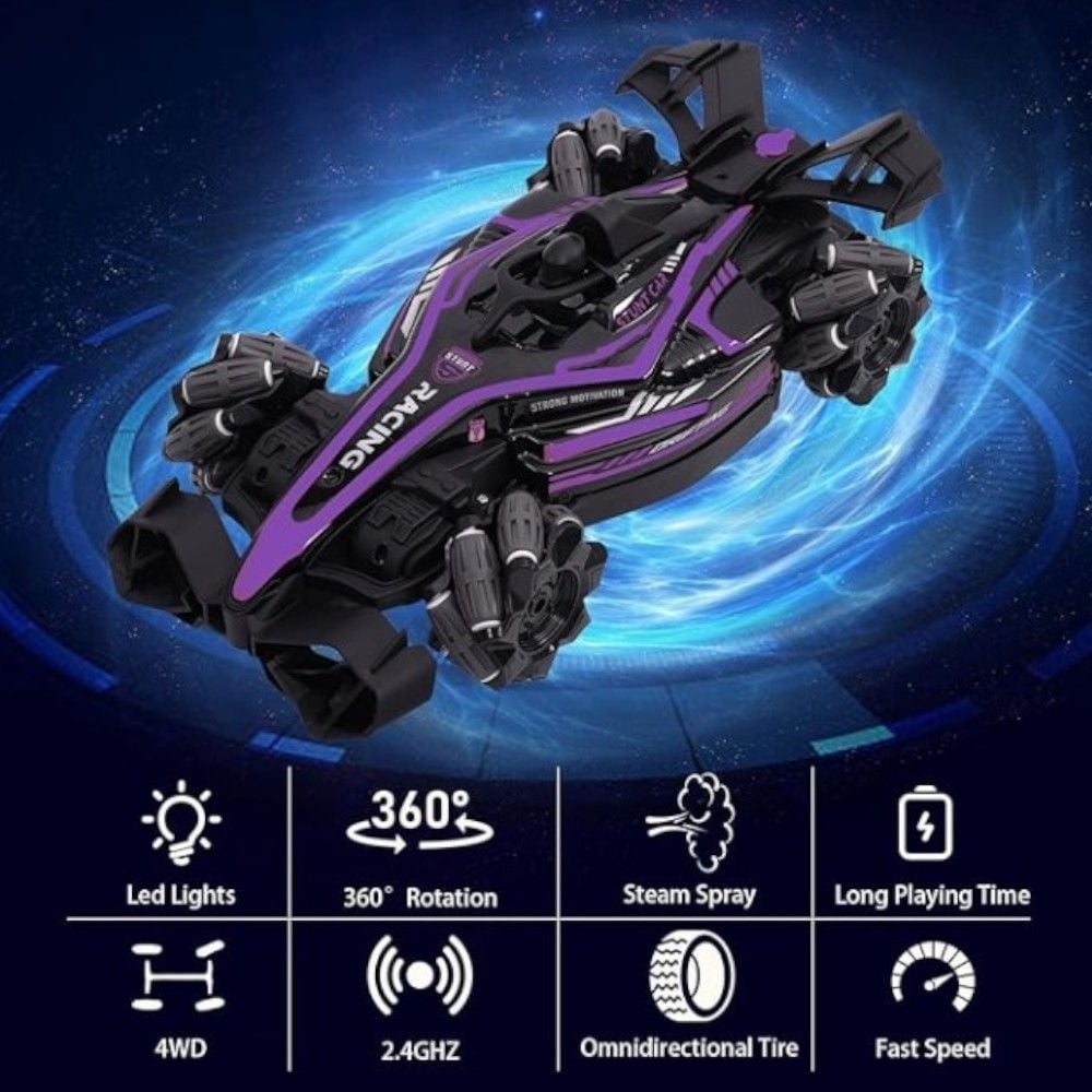 Masina Formula 1 cu Telecomanda Si Ceas 17x35x10cm, Functie Fum si rotiri 360 grade Drift Lumini Sunet Diferite Culori Engros