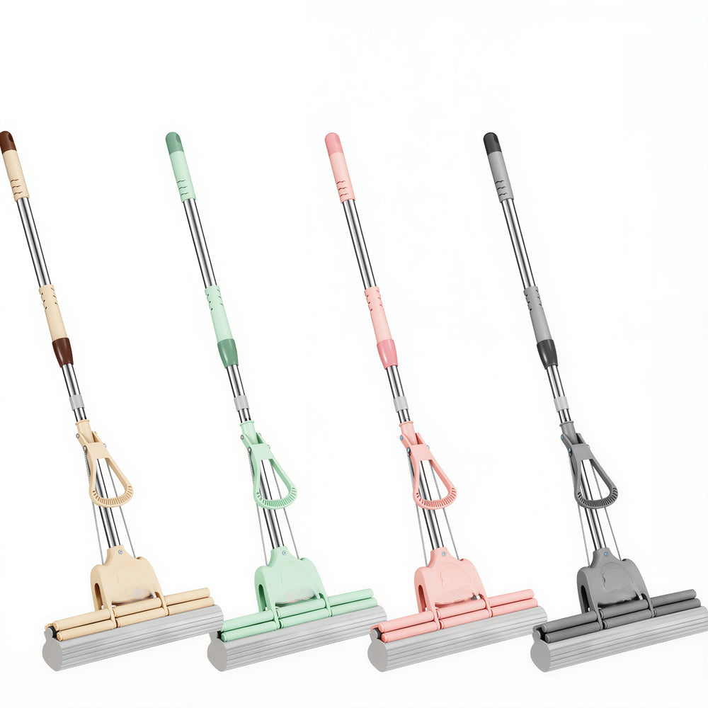 Mop cu Burete 27.5cm Coada Reglabilă 110cm, Retractabil Mecanism de Stoarcere Diferite Culori Engros