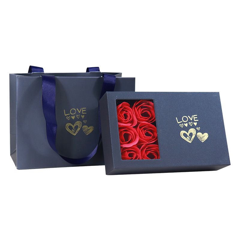 Cutie Cadou cu Trandafiri Parfumați 15x5x9cm, cu Compartiment pentru Bijuterii, Diferite Culori Engros
