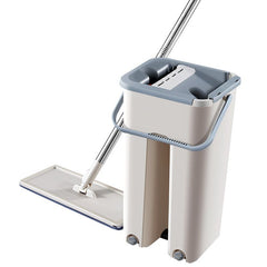 Mop Plat 33x12x121cm cu Găleată cu Stoarcere Automată și Sistem de Curățare 35x18cm Coada Metalica, Drenaj Dublu Engros