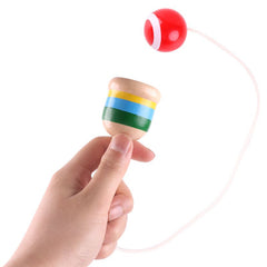 Kendama Mini din Lemn 9.5cm, cu Bilă pe Sfoară Diferite Culori Engros