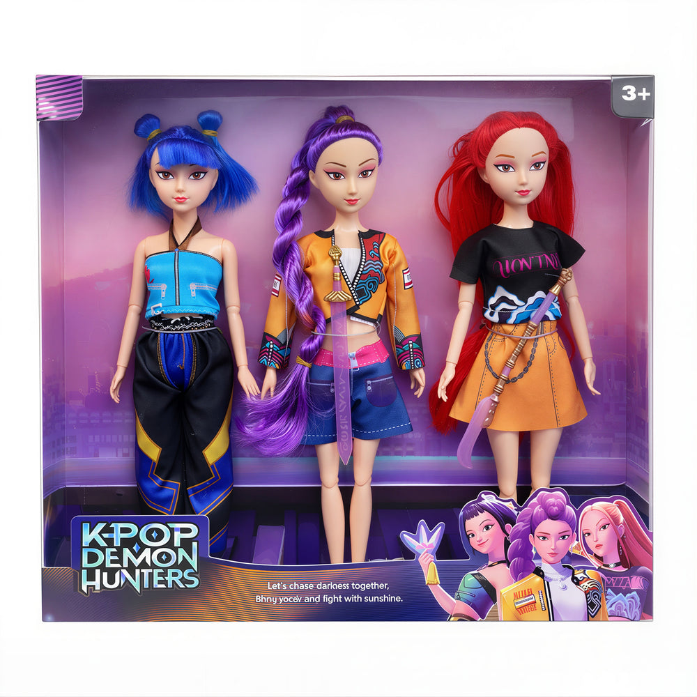 Păpuși KPOP Demon Hunters 3/set Articulații Mobile 29.5cm, cu Accesorii Diferite Modele Engros