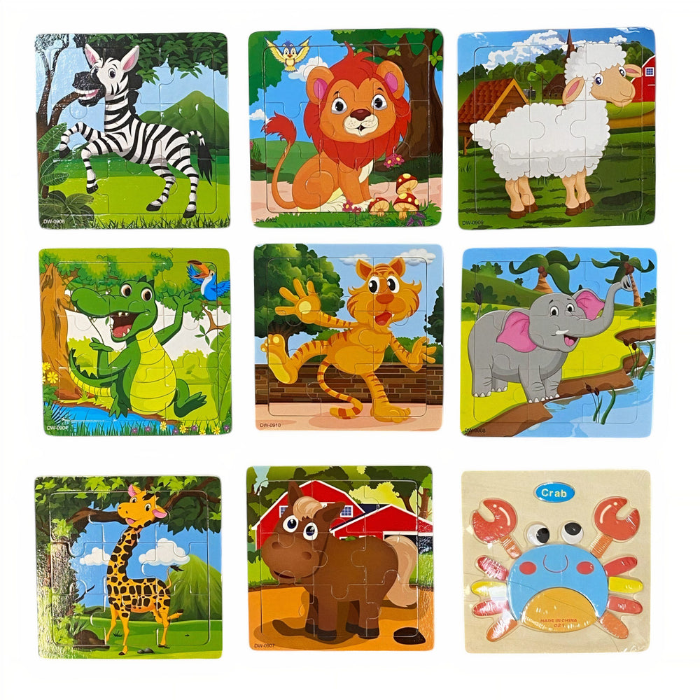 Puzzle din Lemn, pentru Copii, 14x14cm, Diferite Animalute Engros