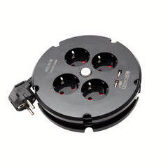 Prelungitor cu 4 Prize si 2 Porturi USB 2m Rotund Engros