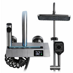 Set Duș Smart cu Afișaj LED și Control Termostatic, 4 Moduri de Pulverizare, Tehnologie cu Aer