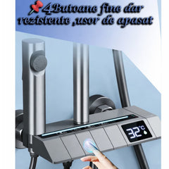 Set Duș Smart cu Afișaj LED și Control Termostatic, 4 Moduri de Pulverizare, Tehnologie cu Aer