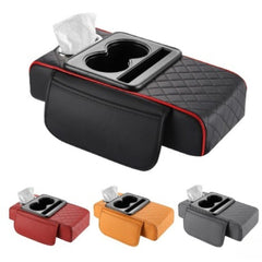Cotieră Auto Universală 34x19x7.5cm, Organizator Multifuncțional cu Suport 2 Pahare, Șervețele și Depozitare, Diferite Culori