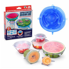 Capace Universale din Silicon Elastic 6/set, Reutilizabile, Etanșe, pentru Vase și Recipiente de Diferite Dimensiuni