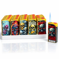 Brichete Metalice Antivânt 50/set, Flacără Albastră, 6.5cm, Diferite Modele cu Craniu