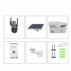 Cameră de Supraveghere 2 in 1, cu Vedere Dublă, WiFi, Panou Solar, Alarma, Baterie 10800mAh, 6MP, Detectare Mișcare, Vedere Nocturnă, Comunicare Bidirecțională, Exterior IP66 