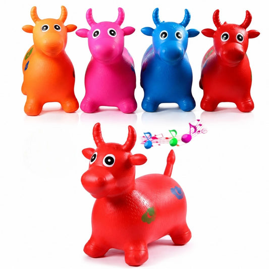 Animalut Gonflabil pentru Sărit 50×40×25cm, din Cauciuc, Model Văcuță, cu Sunete Muzicale, pentru Copii, Diferite Culori