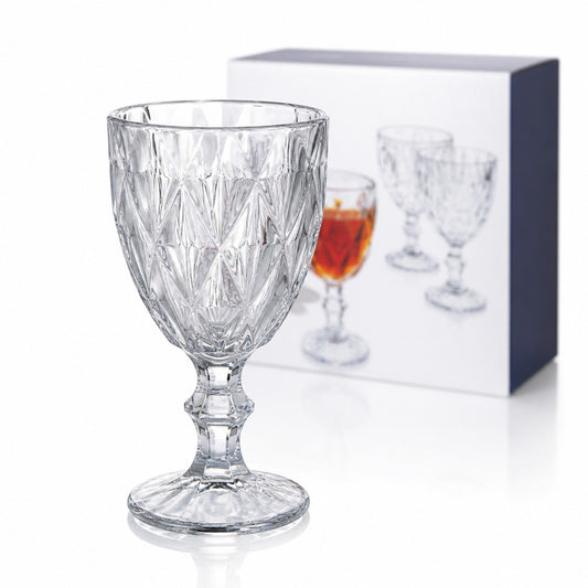 Pahar din Sticlă 6/set, cu Picior 17cm, Model Cristal