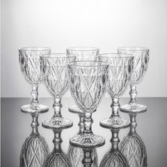 Pahar din Sticlă 6/set, cu Picior 17cm, Model Cristal