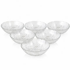 Bol din Sticlă 6/set, Model Floral 17x5cm