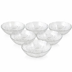 Bol din Sticlă 6/set, Model Floral 17x5cm