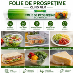 Folie Alimentară 20m, 29cm Latime, Transparentă, Rola Bucătărie pentru Ambalare