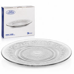 Farfurie Plată 25cm, din Sticlă 3/set, Transparenta