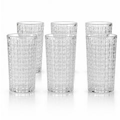 Pahar din Sticla 13.5x7cm, Transparent 6/set, cu Model Tip Cristal