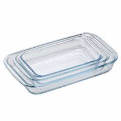 Vase Dreptunghiulare 3/set, din Sticla Termorezistenta 39.5x24x5cm, Transparente