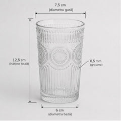 Pahar din Sticla 6/set, Model Cristal 12.5cm, Transparent