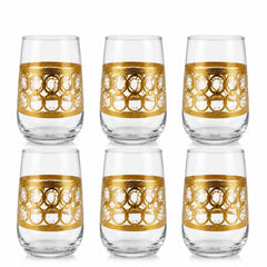 Pahar din Sticla 6/set, Model Gold 13cm Transparent