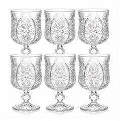 Pahar cu Picior 6/set, din Sticlă 11.5x7cm, Model Cristal Transparent
