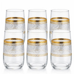 Pahar din Sticlă 6/set, Model Gold 13cm, Transparent
