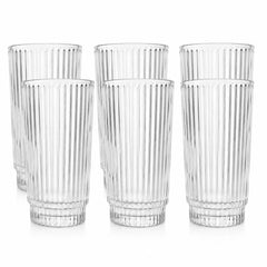Pahar din Sticlă 6/set, 12cm, Model Striat, Transparent