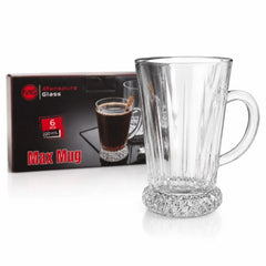 Cană din Sticlă 6/set, Model Bază Cristal Embosată, 10.5x7x6cm, Transparentă