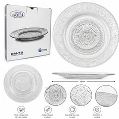 Farfurie din Sticlă 6/set, cu Model Cristal 18cm, Transparenta