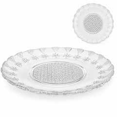 Farfurie din Sticlă 6/set, Model Floral Cristal 17.5cm, Transparent