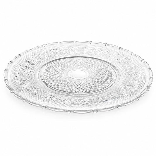 Platou din Sticla 32.5cm, Model Cristal Floral, Transparent
